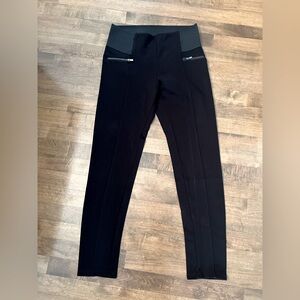 Le Chateau Dressy High Waisted Leggings with Faux Zipper Pockets